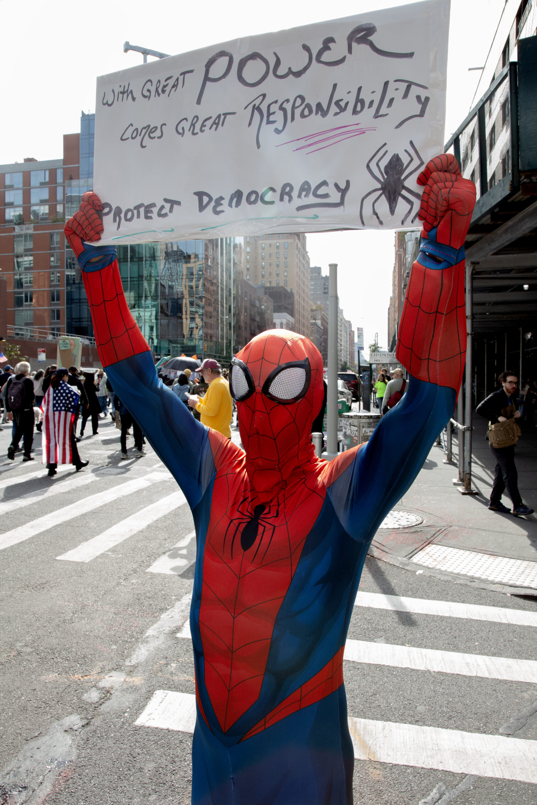 No Kings, NYC, 10-18-2025 - 01 - Spider-Man